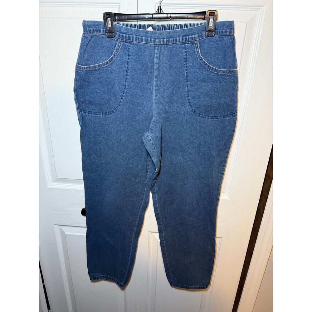 White Stag Denim Pull On Jeans Womens Large 12-14 Stretch Tapered Leg